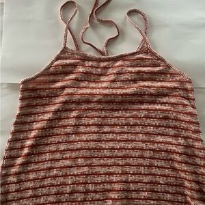 a.n.a brick red and cream knit summer beach top